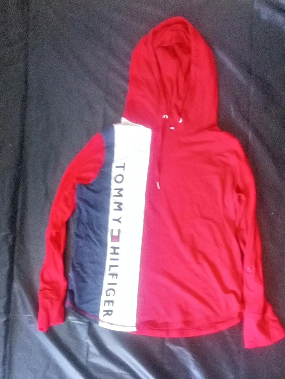 Tommy Hilfiger Color Block Hooded Windbreaker in Red & Blue